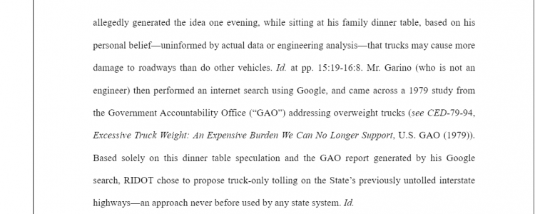 Truck Tolls: At Long Last The Court Case / Plaintiffs Proposed Finding Of Facts