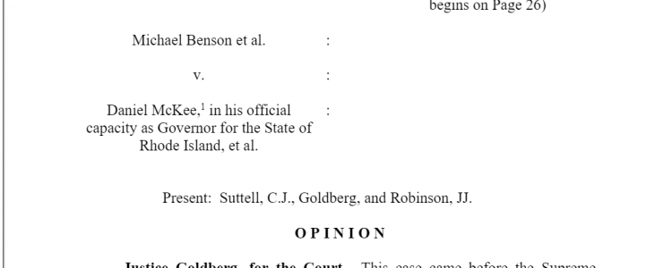 Rhode Island Michael Benson et al v. Daniel McKee Governor for the State of Rhode Island, et al.