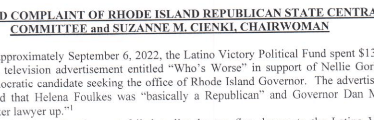 Rhode Island GOP’s Cienki To Gorbea Campaign: Better Lawyer Up!