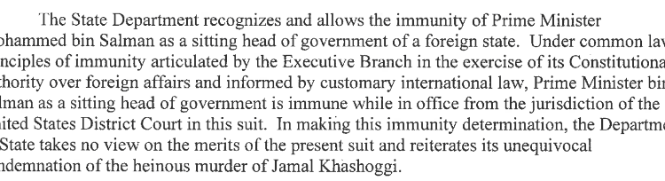 Swift & Furious Reaction To The Biden Administration’s US Department of Justice “Suggestion of Immunity” For Saudi Prince Mohammed Bin Salman In The Murder Of Journalist Jamal Khashoggi