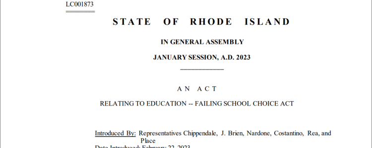 Failing School Choice Act H5774/H5858 Testimony: Education Committee-Rhode Island House of Representatives