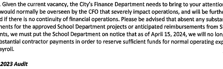 It’s Official: The City of Pawtucket is Broke. City Suspends School Construction Contractors Payments. Letter to School Superintendent Included.