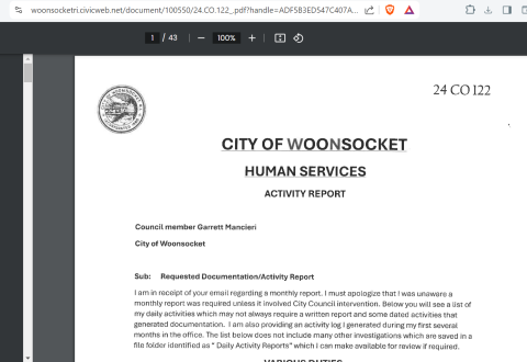 Tales of Woonsocket: Embattled Former Police Chief Turned Woonsocket Housing Authority Chairperson Turned Interim Director of Human Services Michael Houle Turned in His Report Today. Let’s Just Say It Spares No Details.